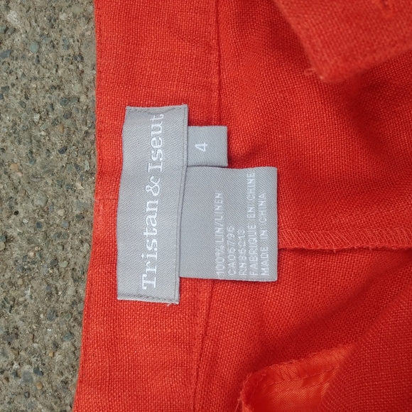 CLEARANCE Burnt Orange Linen Shorts size 4 - Picture 3 of 3